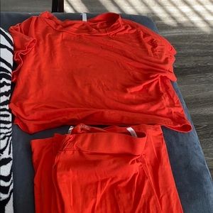 Orange crop top and pants set